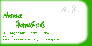 anna hambek business card